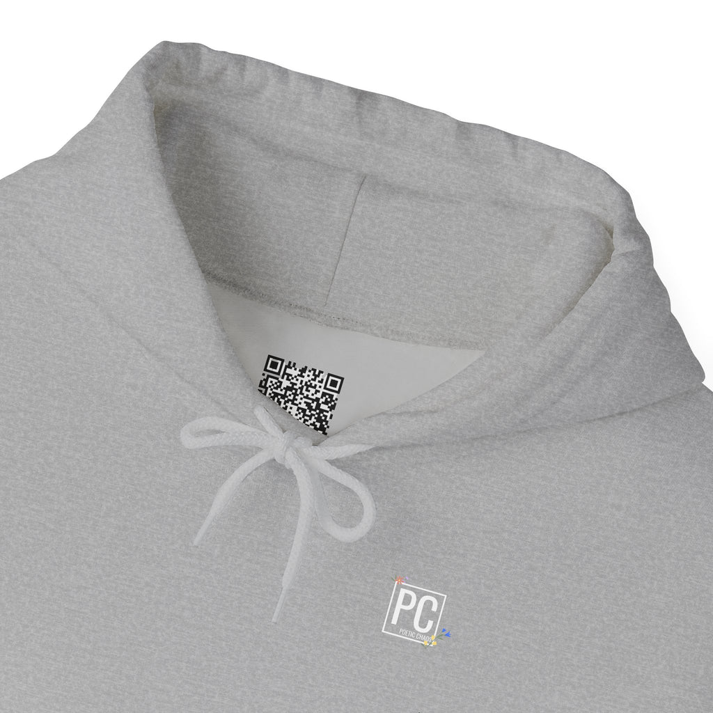Poetic Chaos Sleeve Hoodie – Minimal white floral Logo Pullover