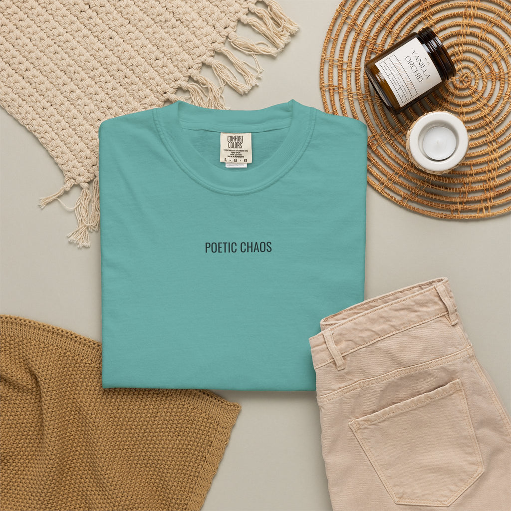 Poetic Chaos T-Shirt — Minimal Text Graphic Tee ("Poetic Chaos")