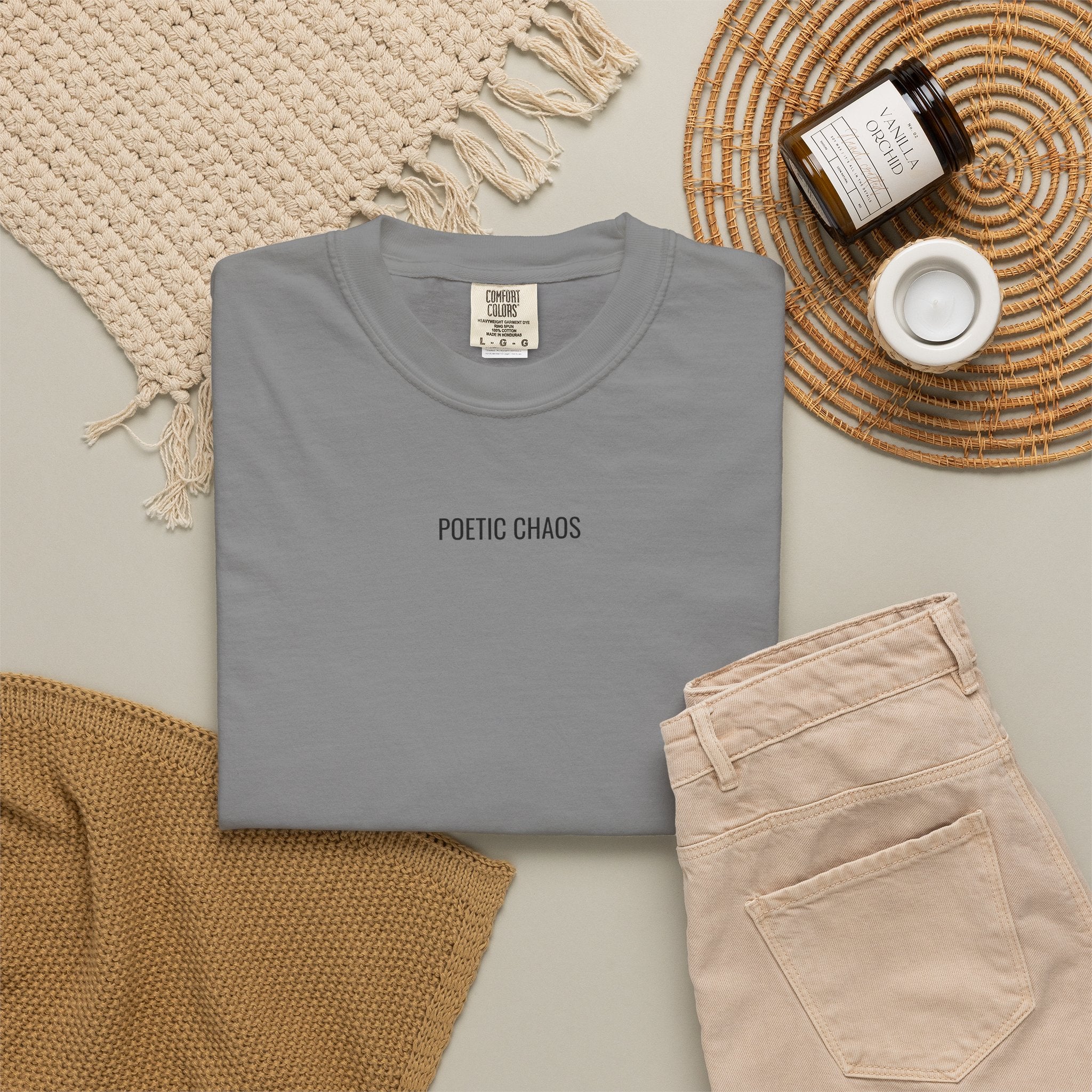 Poetic Chaos T-Shirt — Minimal Text Graphic Tee ("Poetic Chaos")