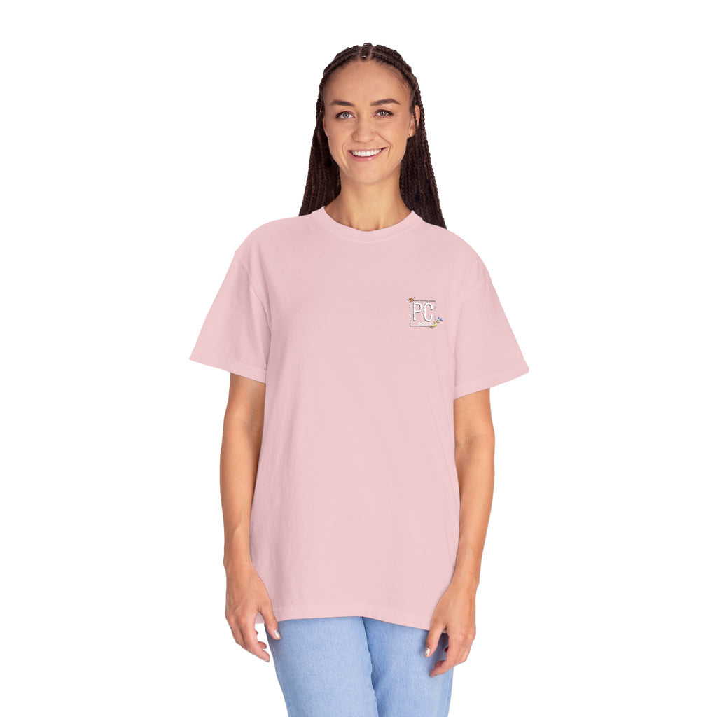 Poetic Chaos embroided white floral logo