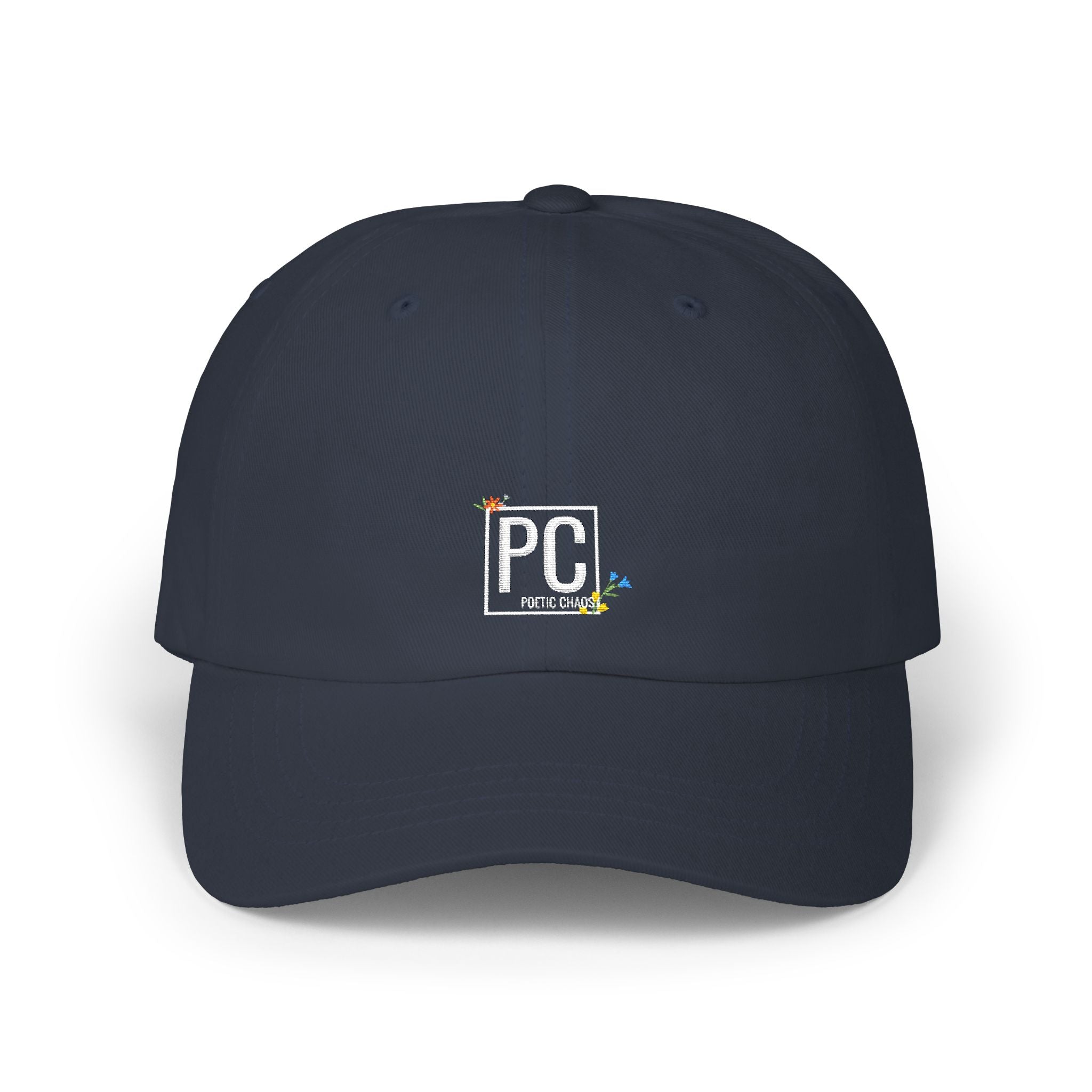 Poetic Chaos Dad Cap white Floral logo Embroidered Baseball Hat