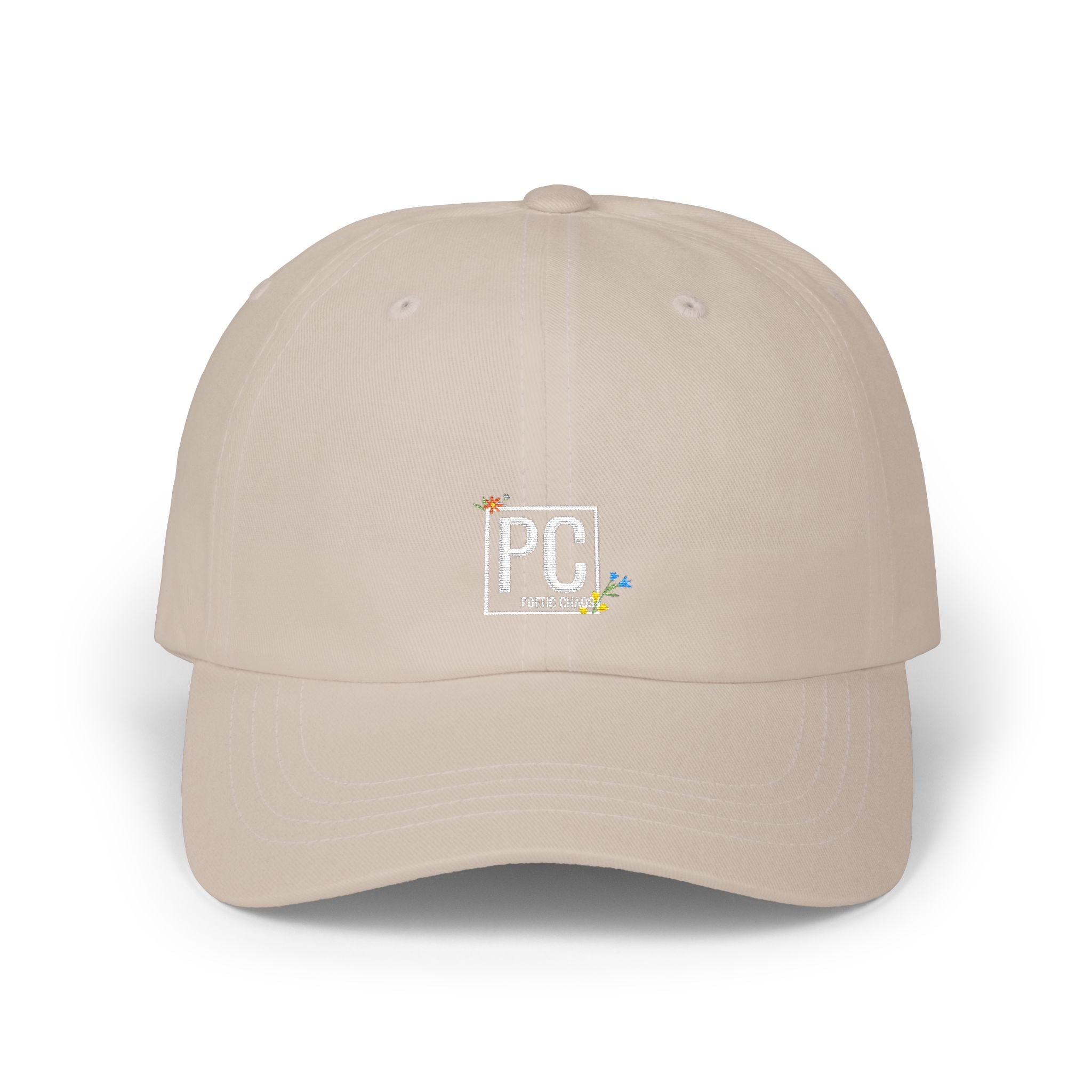 Poetic Chaos Dad Cap white Floral logo Embroidered Baseball Hat
