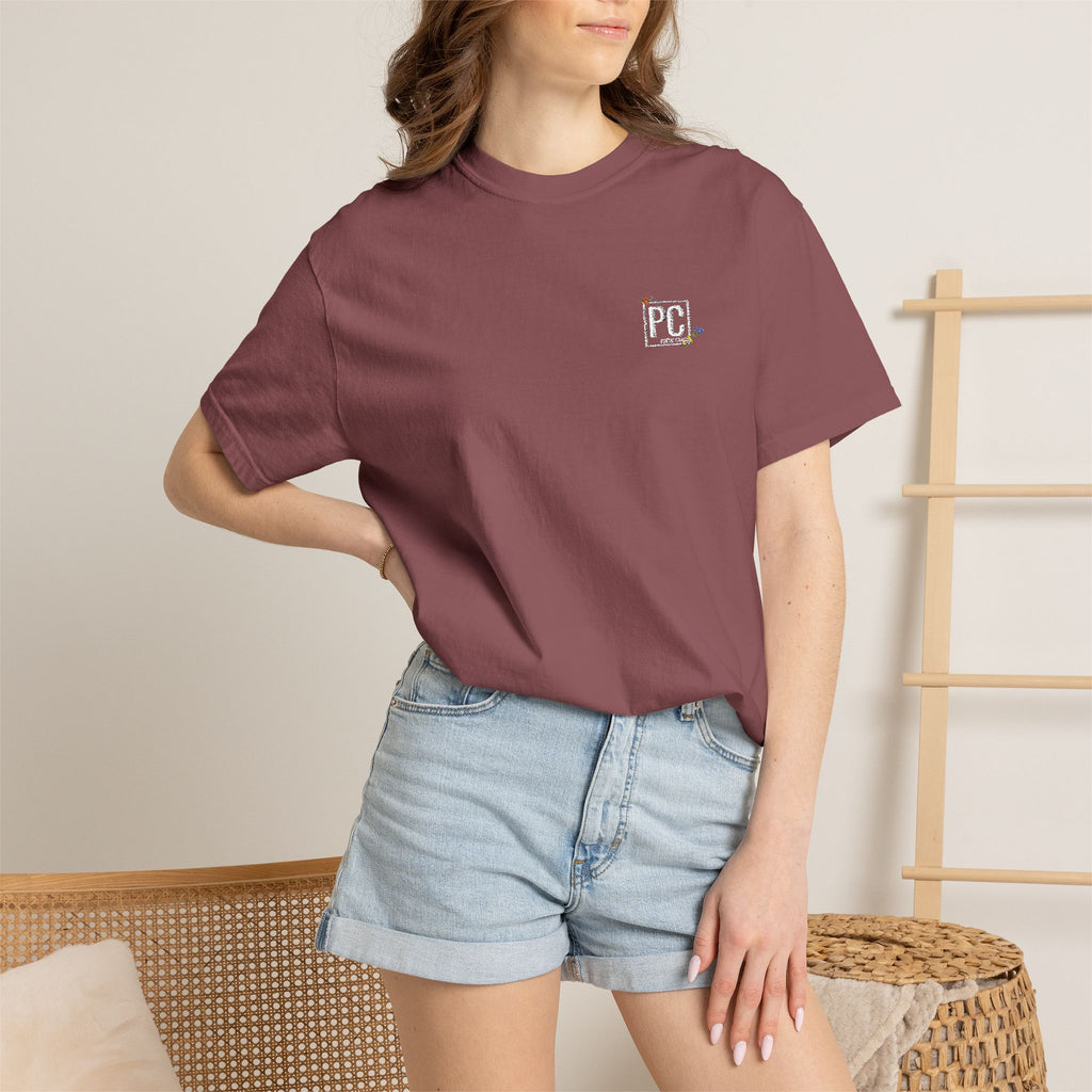 Poetic Chaos embroided white floral logo