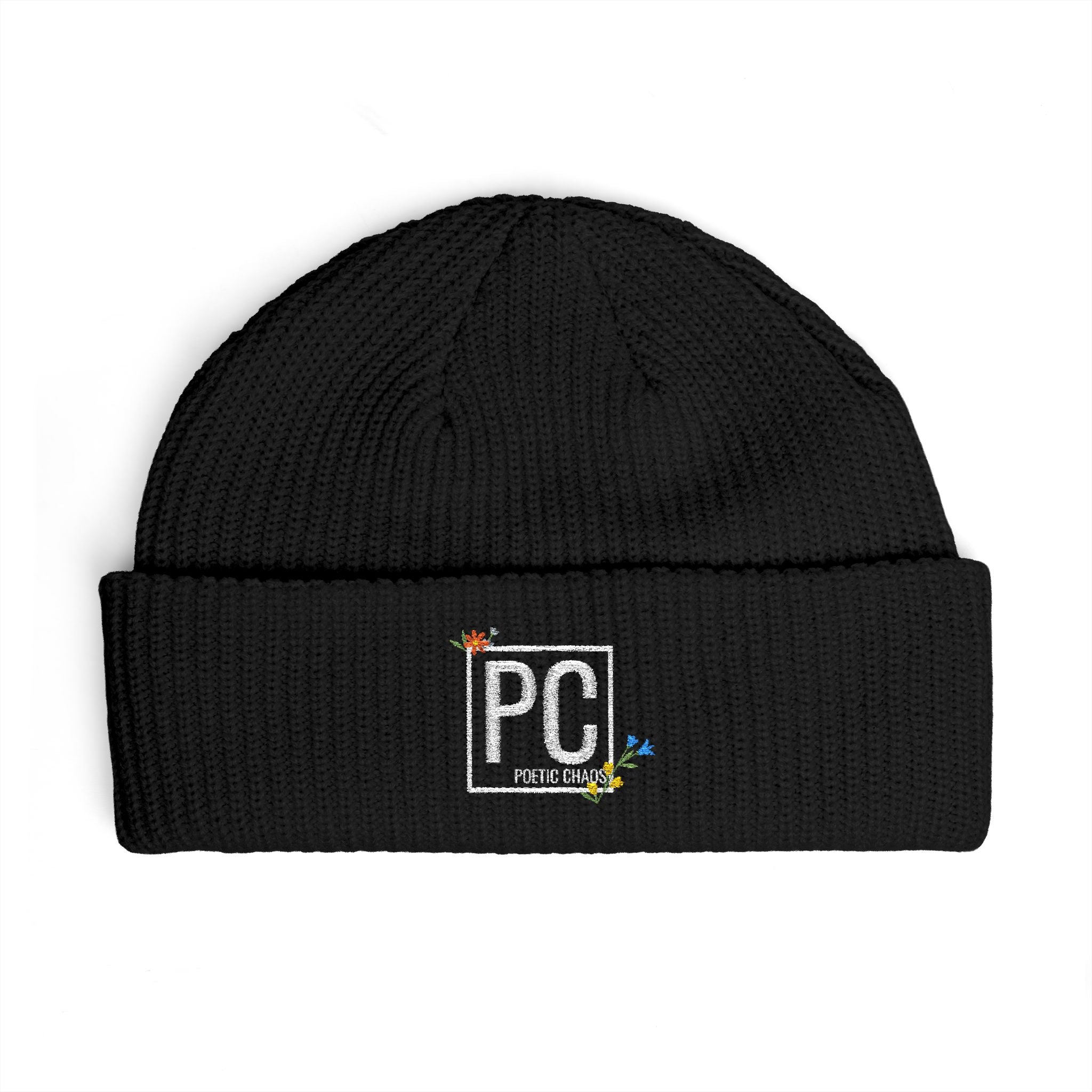 Poetic Chaos pc white floral logo