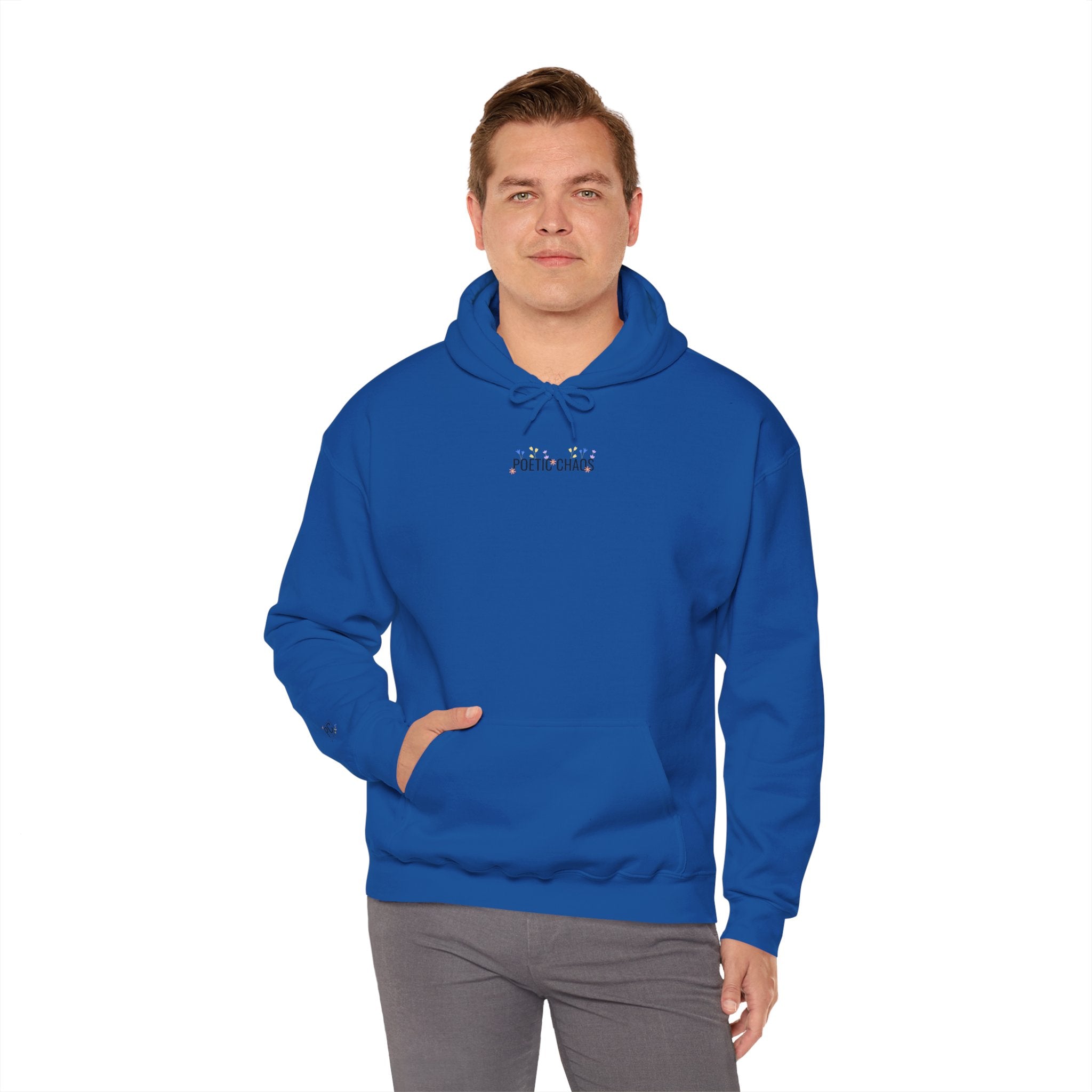 Minimalist 'Pale Chaos' Hoodie – Subtle Text floral Logo Pullover