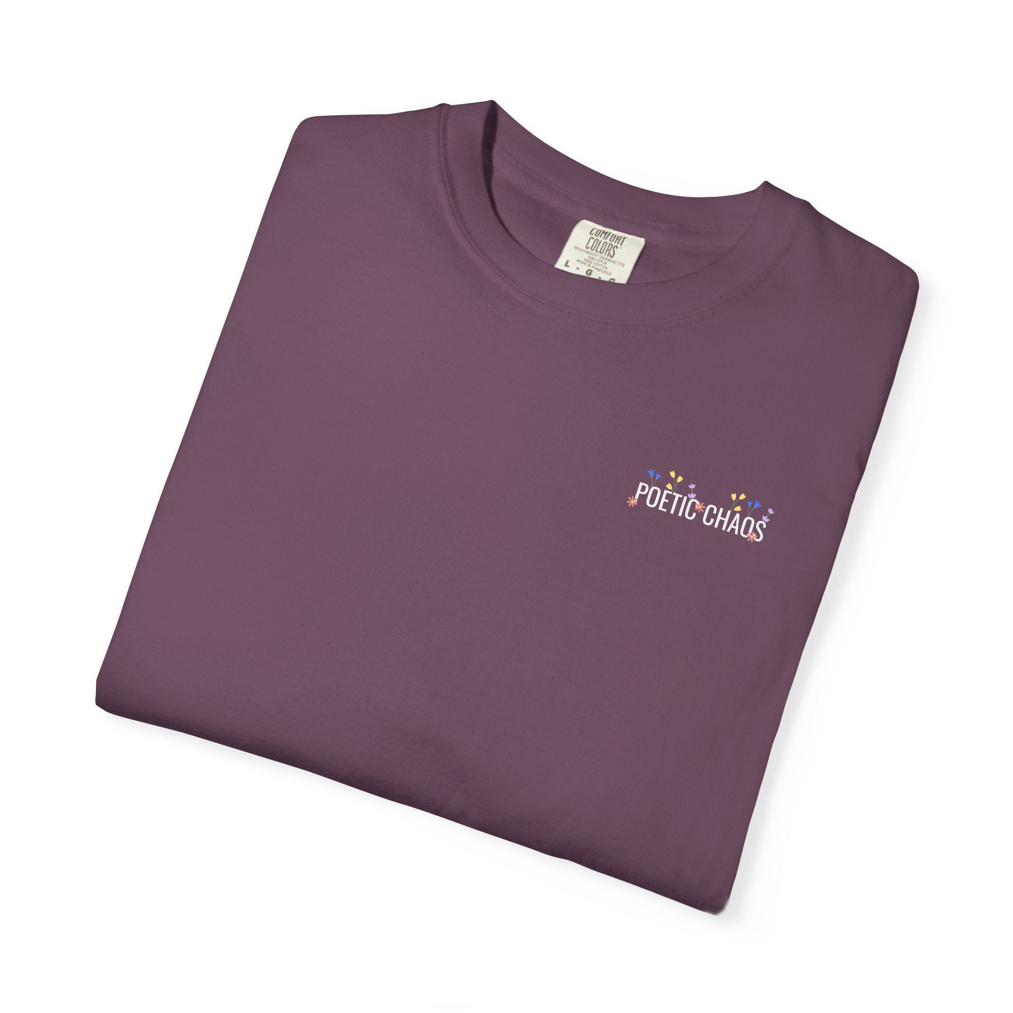 Poetic chaos minimal t-shirts floral white label