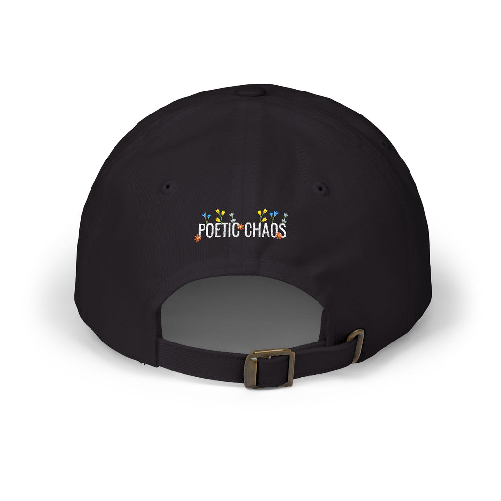 Poetic Chaos Dad Cap white Floral logo Embroidered Baseball Hat