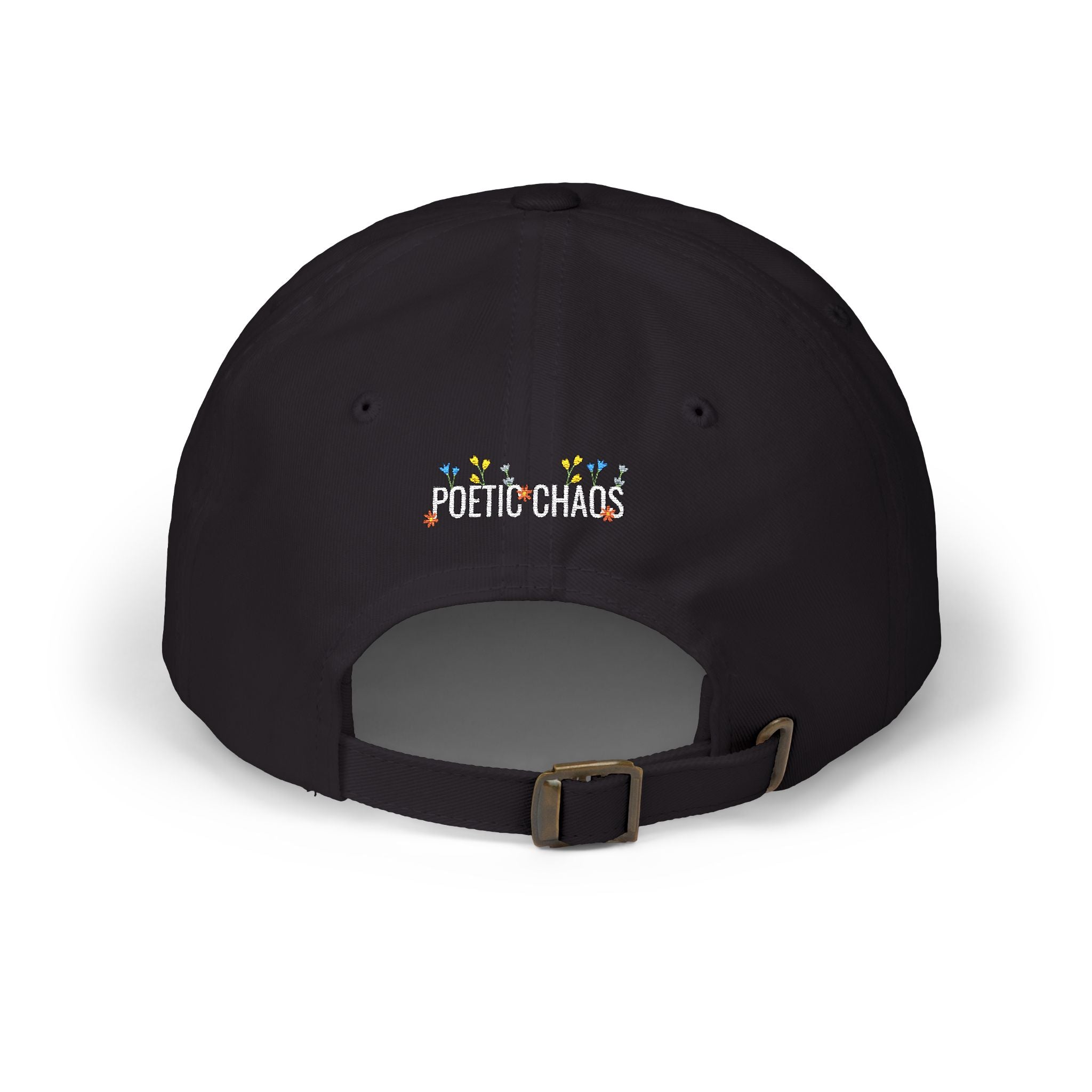 Poetic Chaos Dad Cap white Floral logo Embroidered Baseball Hat