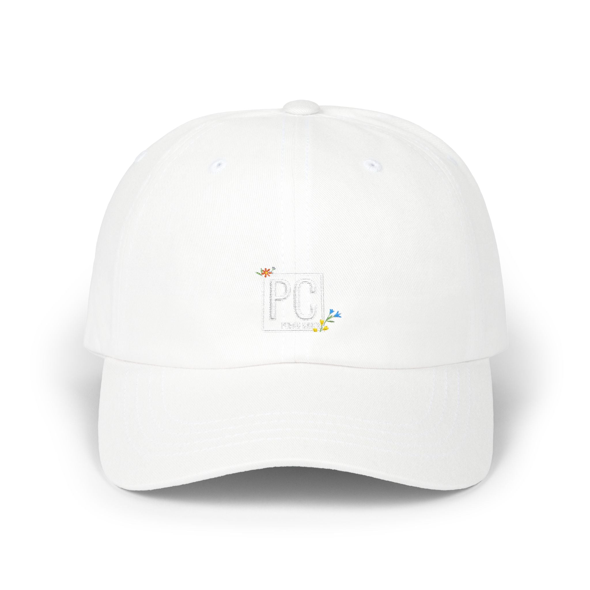 Poetic Chaos Dad Cap white Floral logo Embroidered Baseball Hat