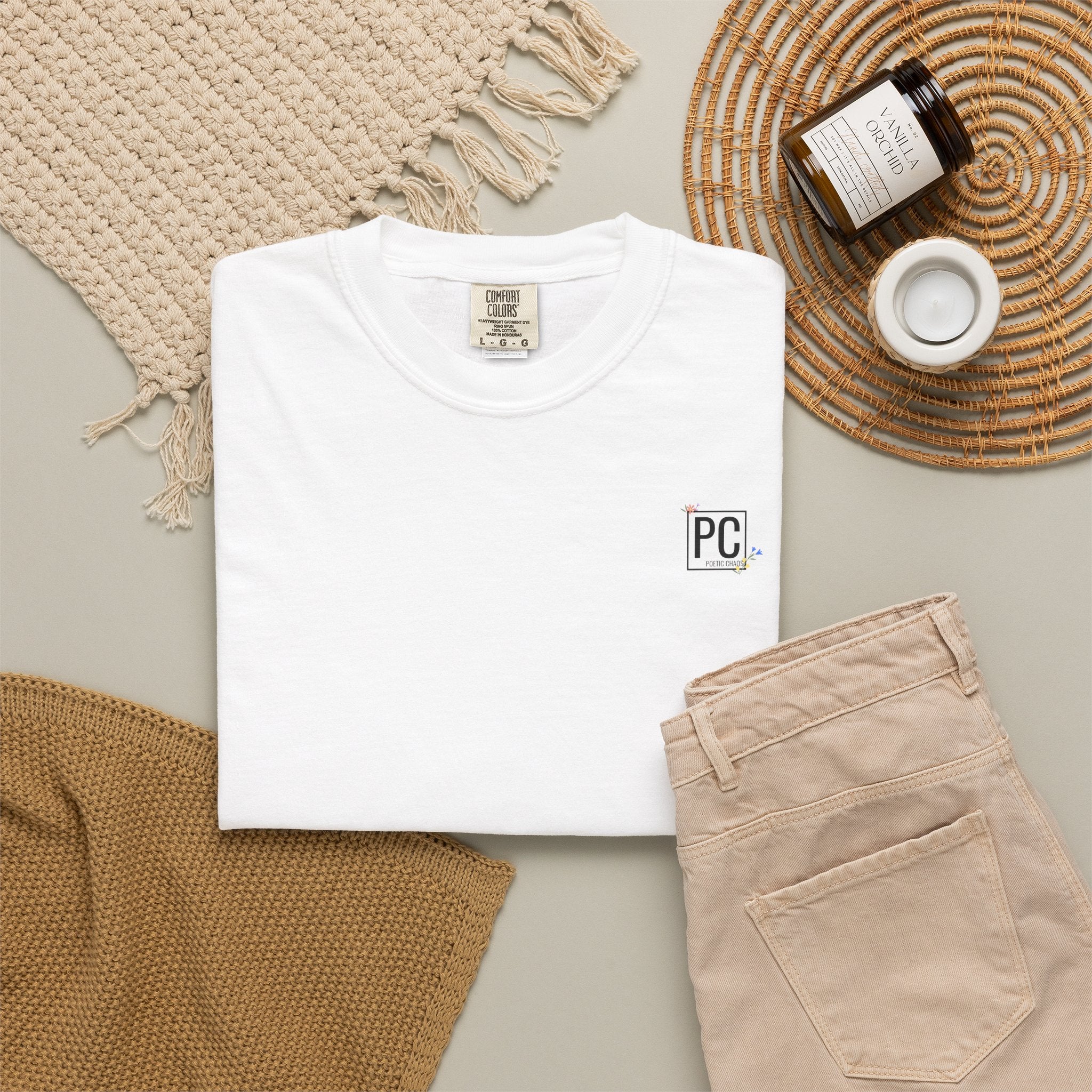 Poetic Chaos Logo T-Shirt — floral design