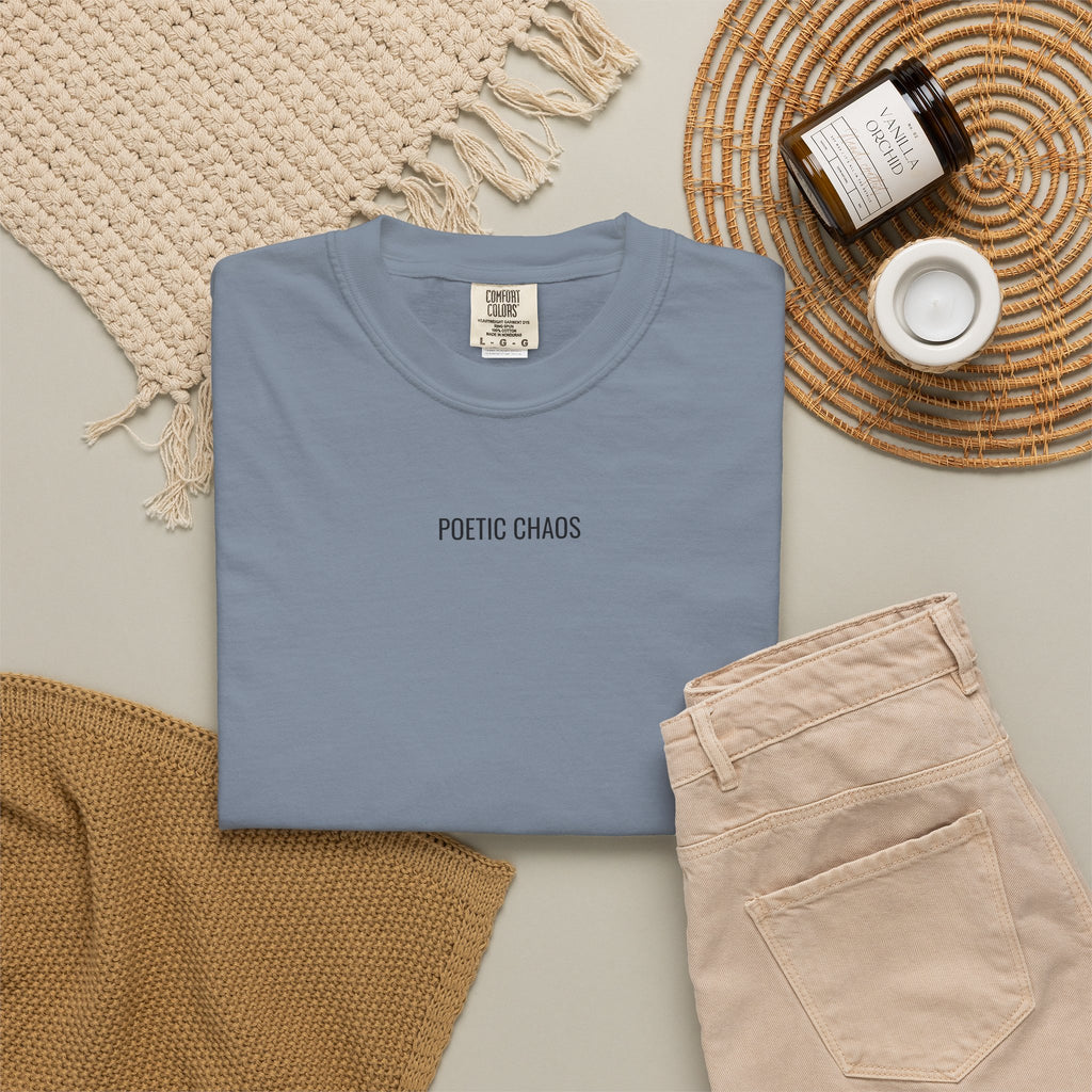Poetic Chaos T-Shirt — Minimal Text Graphic Tee ("Poetic Chaos")