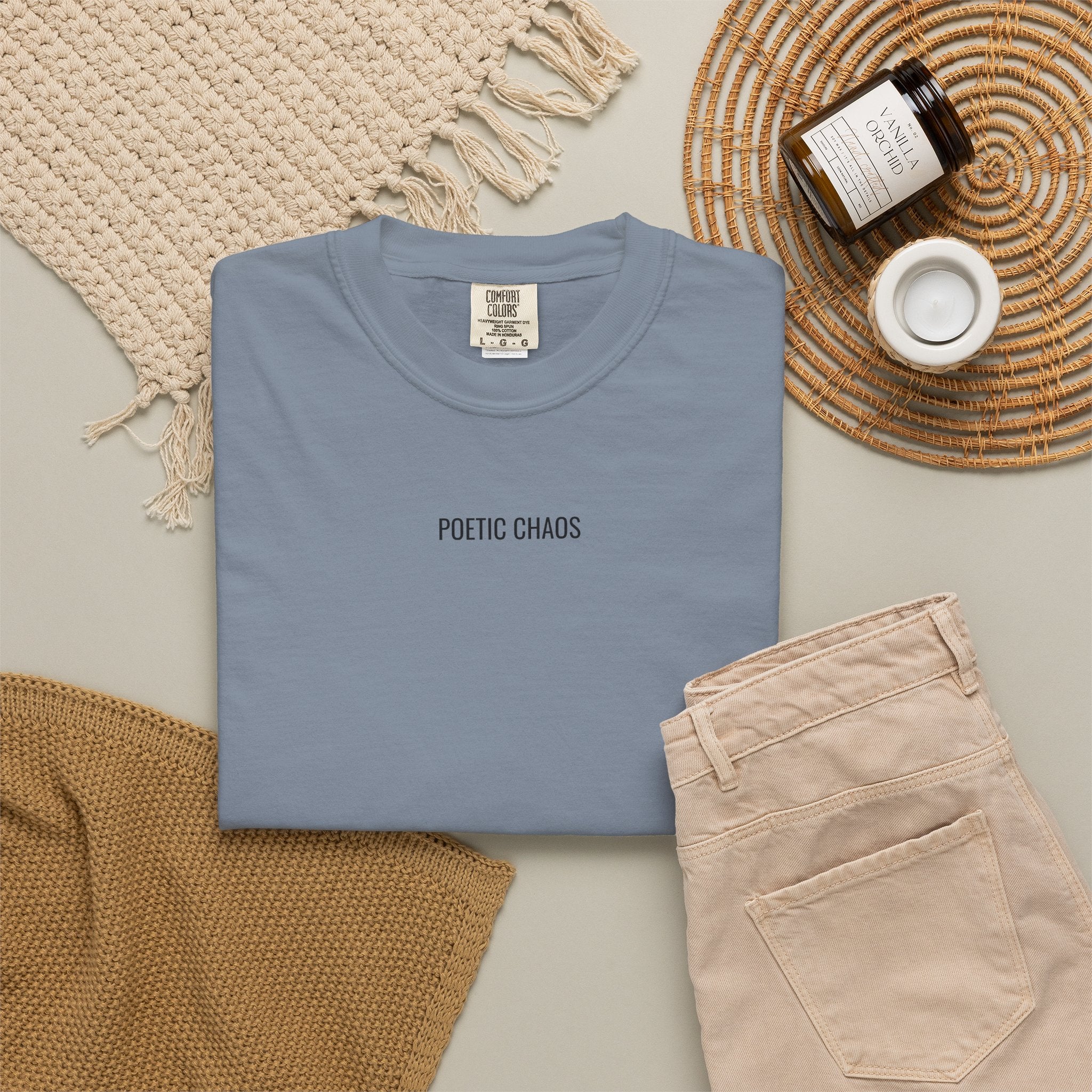 Poetic Chaos T-Shirt — Minimal Text Graphic Tee ("Poetic Chaos")