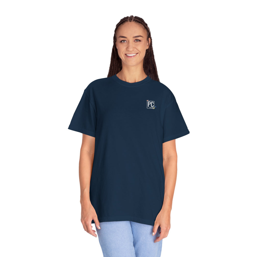 poetic chaos minimal t-shirt floral white logo label