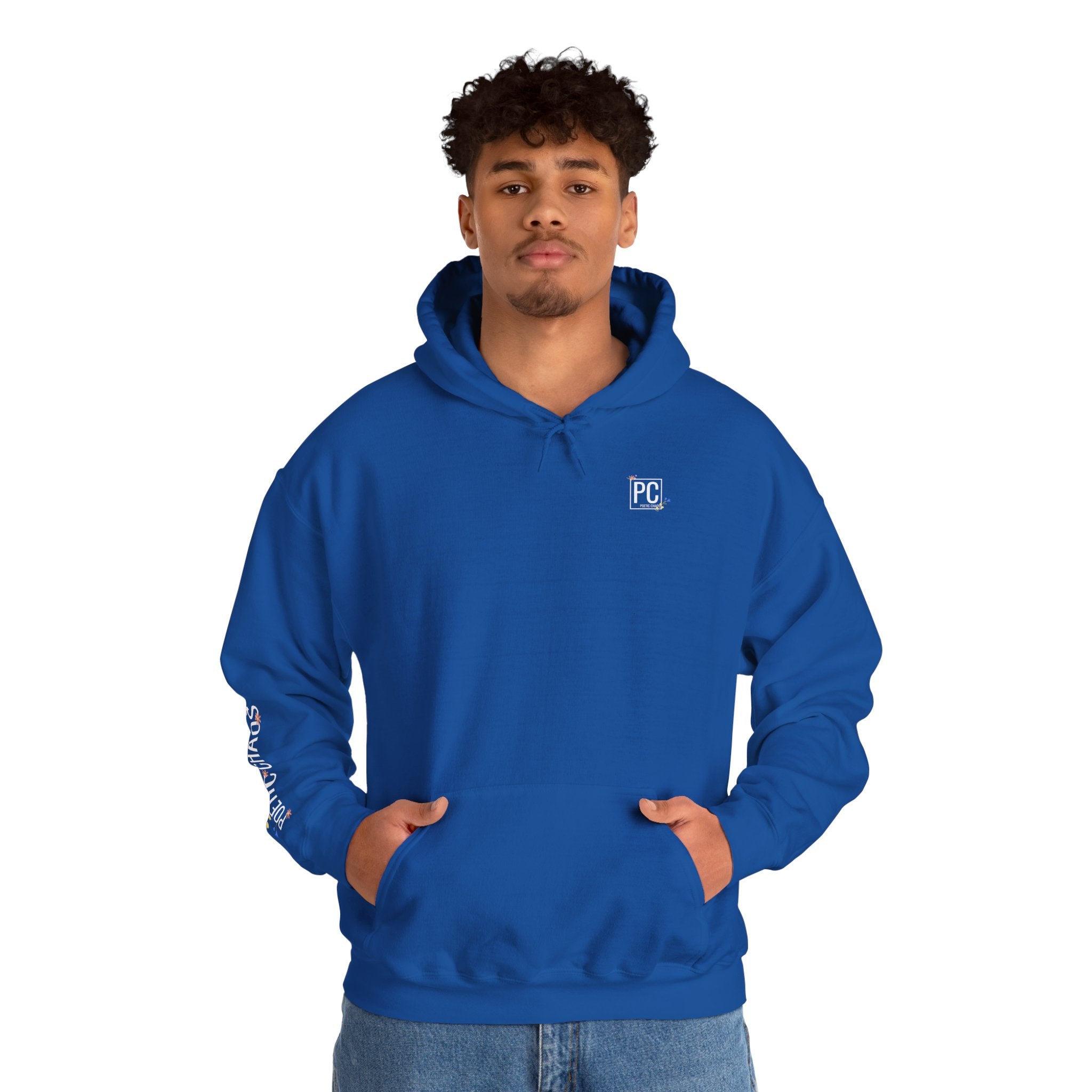 Poetic Chaos Sleeve Hoodie – Minimal white floral Logo Pullover