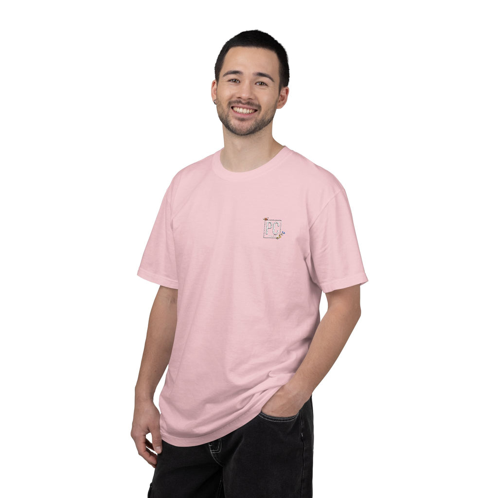 Poetic Chaos embroided white floral logo
