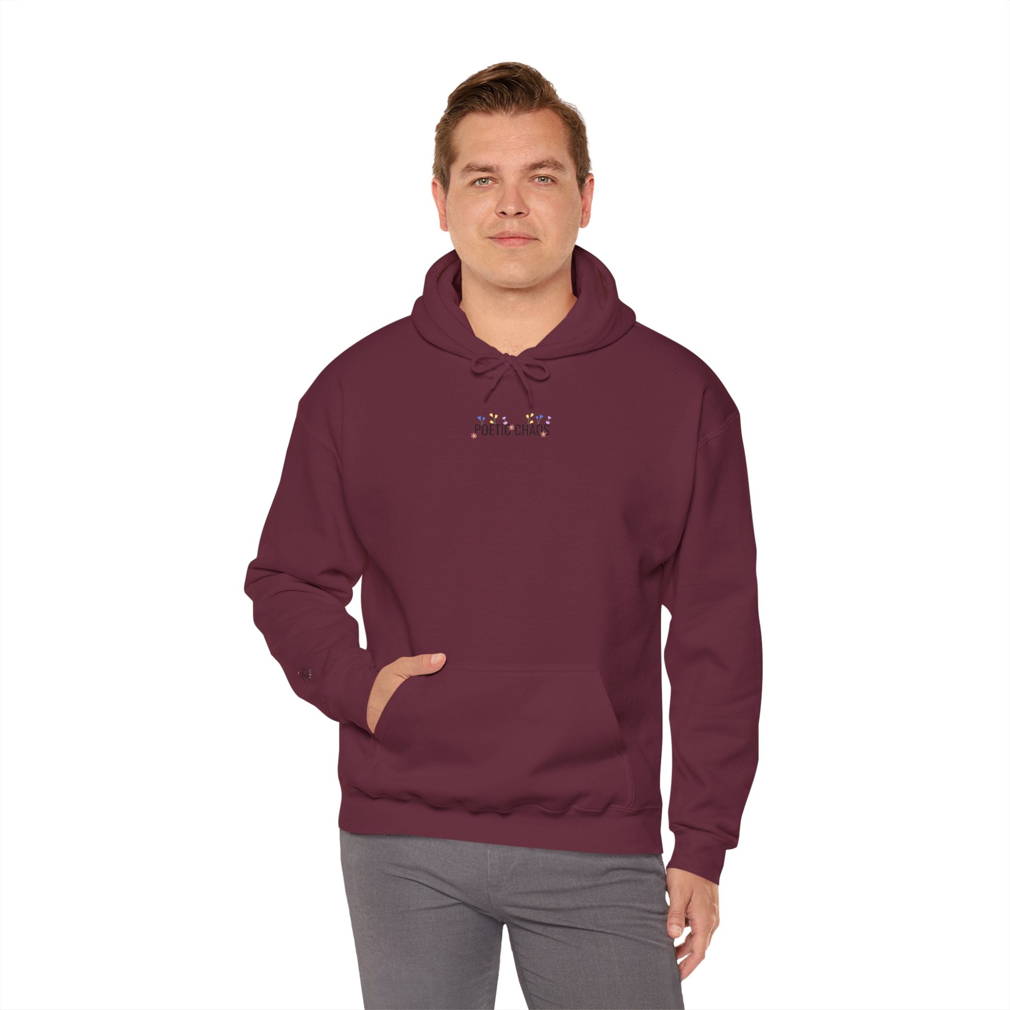 Minimalist 'Pale Chaos' Hoodie – Subtle Text floral Logo Pullover