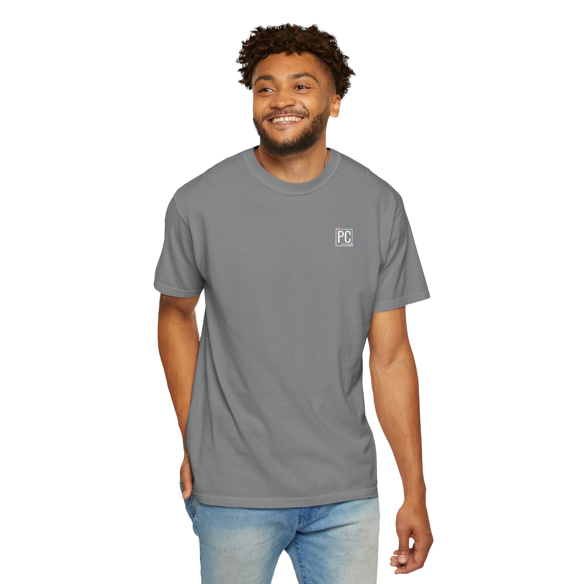 poetic chaos minimal t-shirt floral white logo label