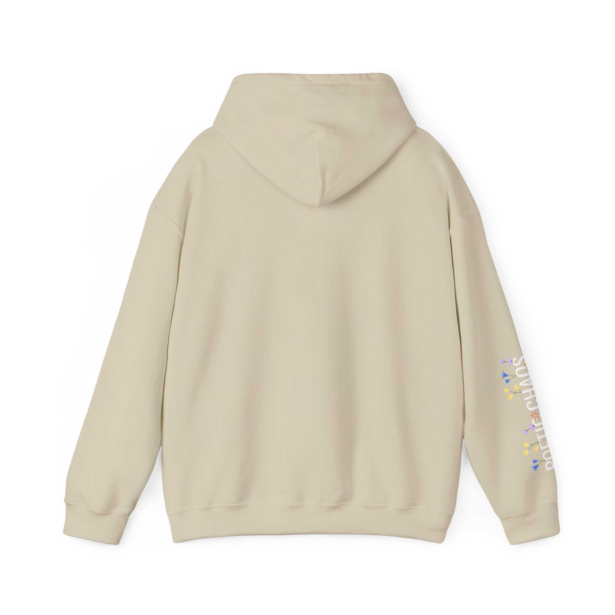 Poetic Chaos Sleeve Hoodie – Minimal white floral Logo Pullover