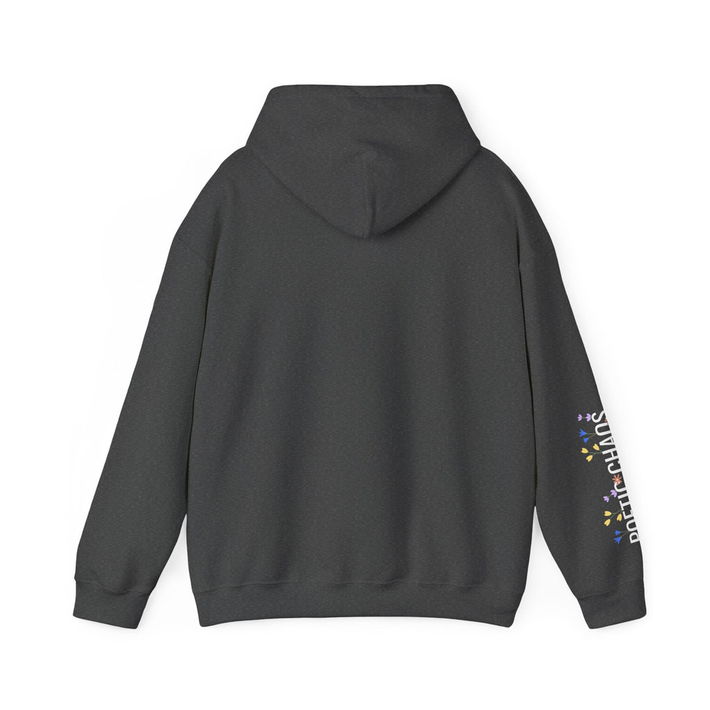 Poetic Chaos Sleeve Hoodie – Minimal white floral Logo Pullover