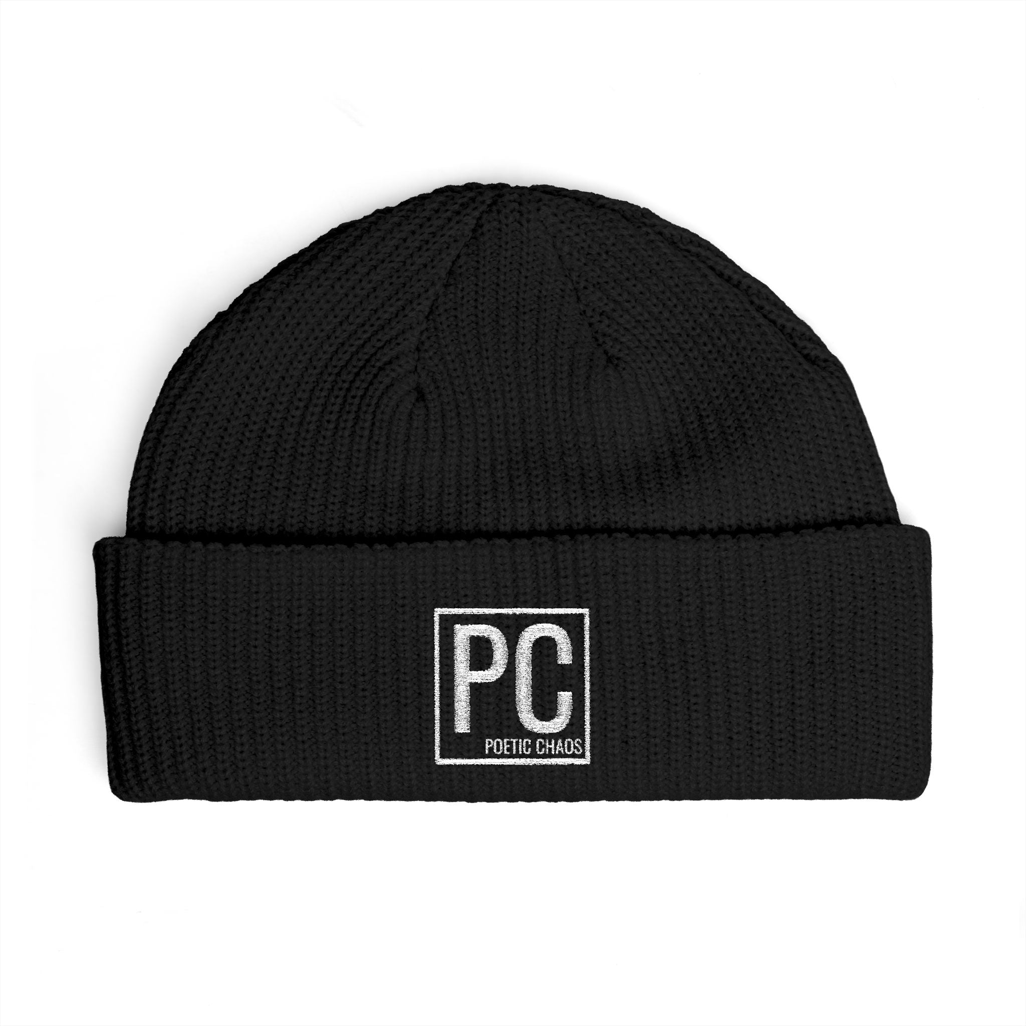 Poetic Chaos white PC Logo Cuff Beanie