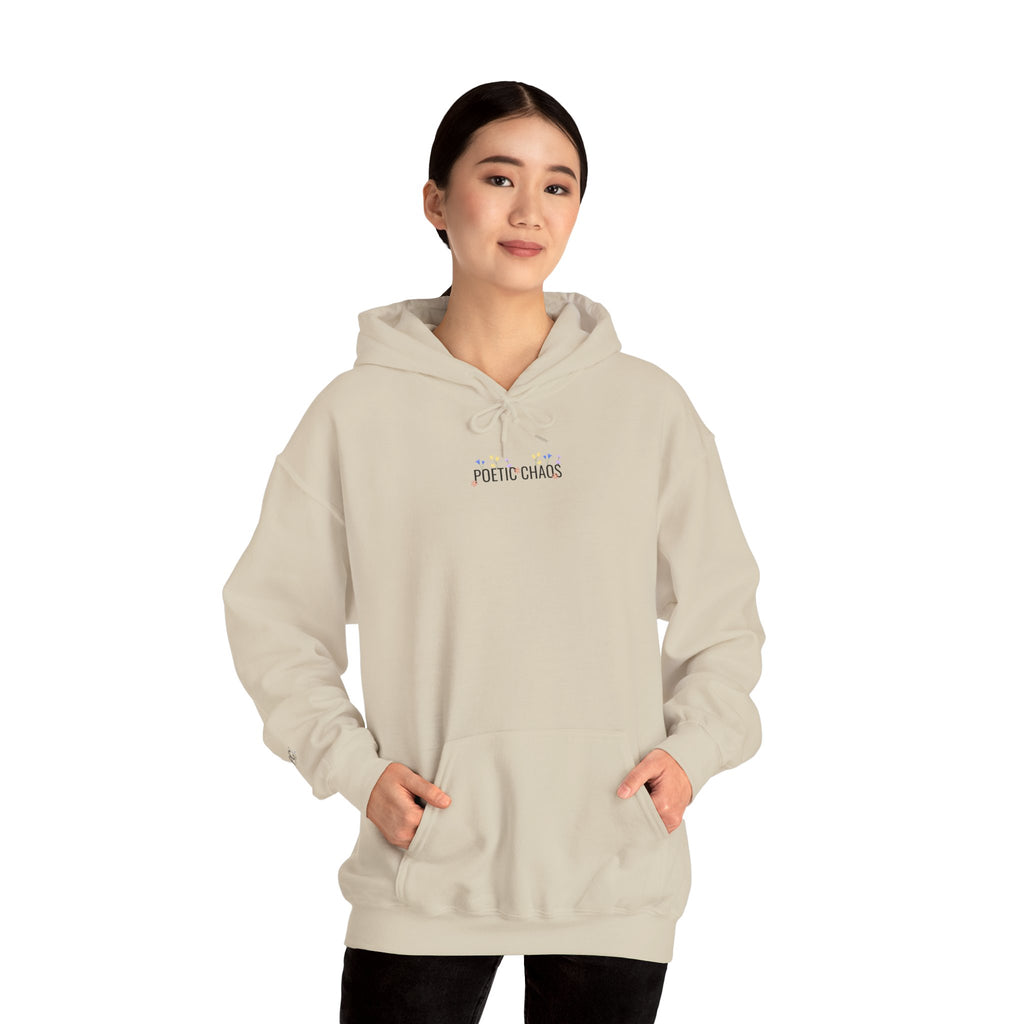 Minimalist 'Pale Chaos' Hoodie – Subtle Text floral Logo Pullover