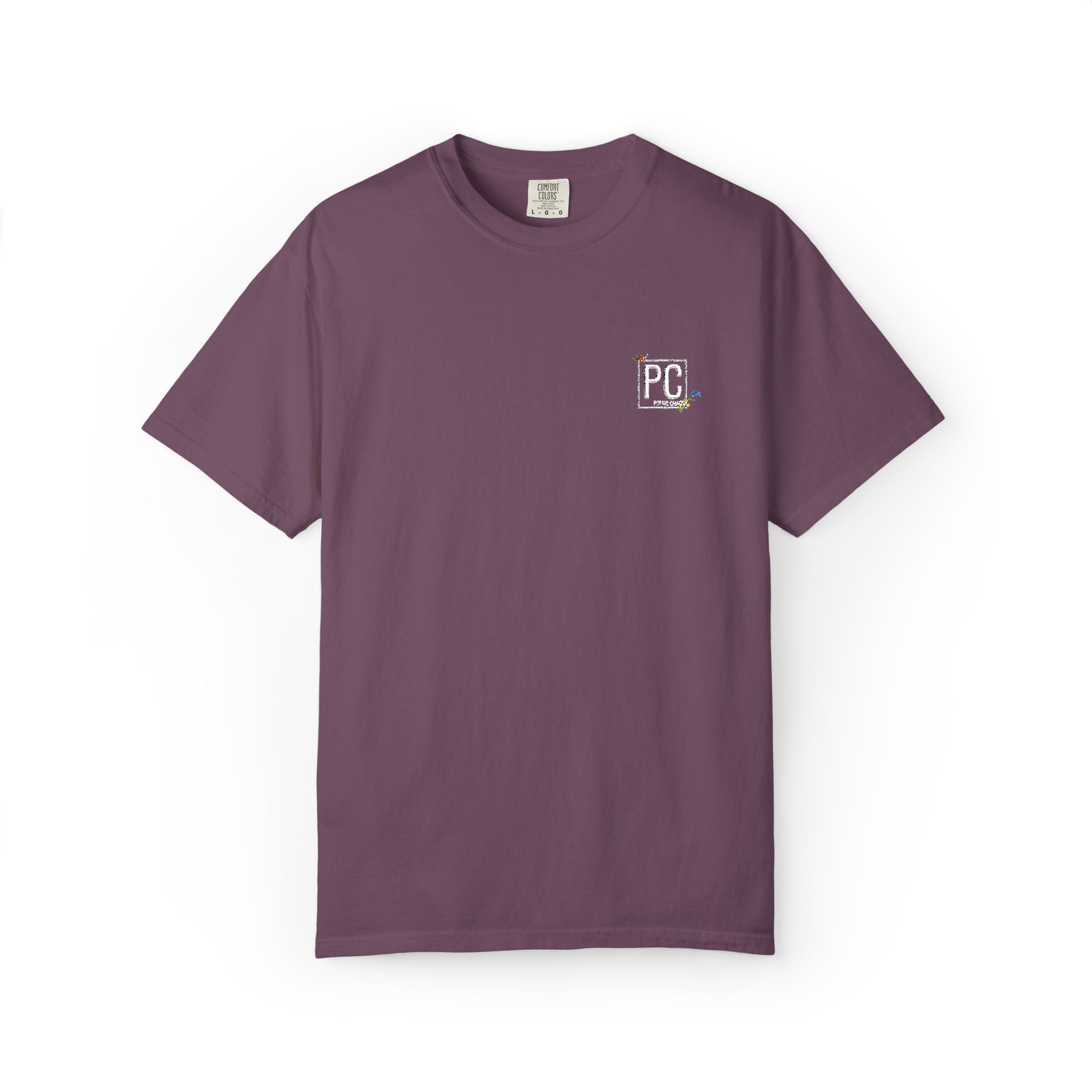 Poetic Chaos embroided white floral logo