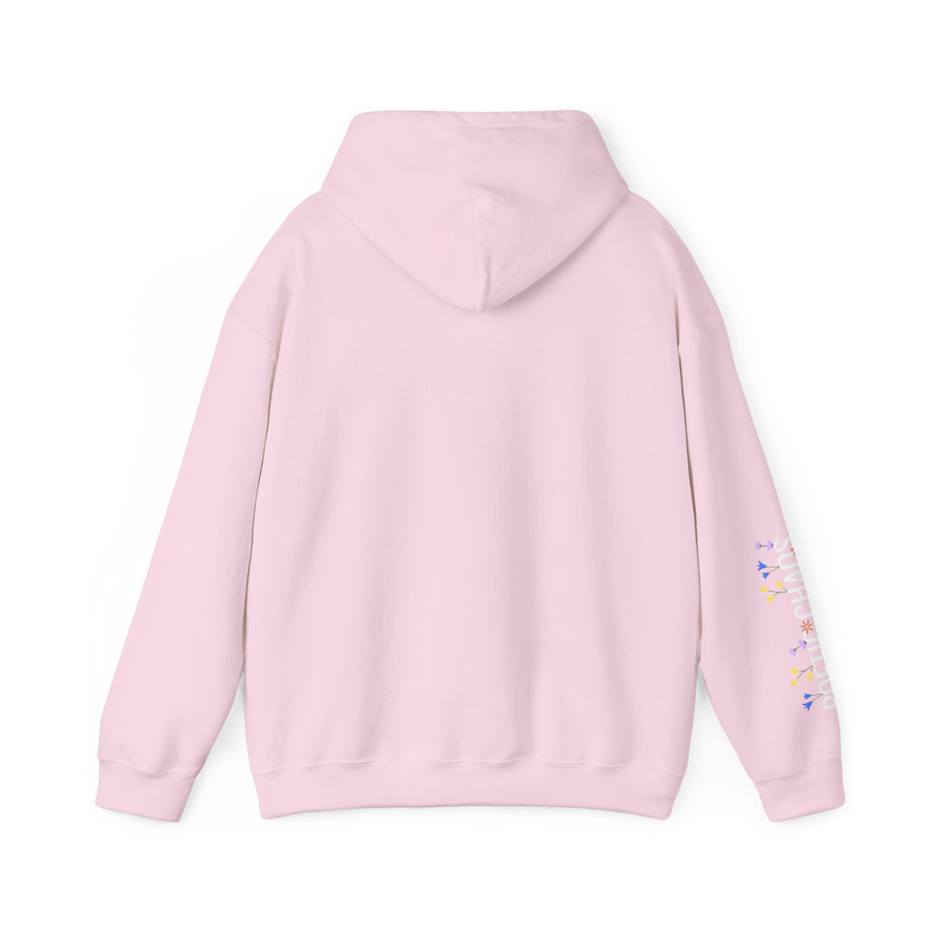 Poetic Chaos Sleeve Hoodie – Minimal white floral Logo Pullover