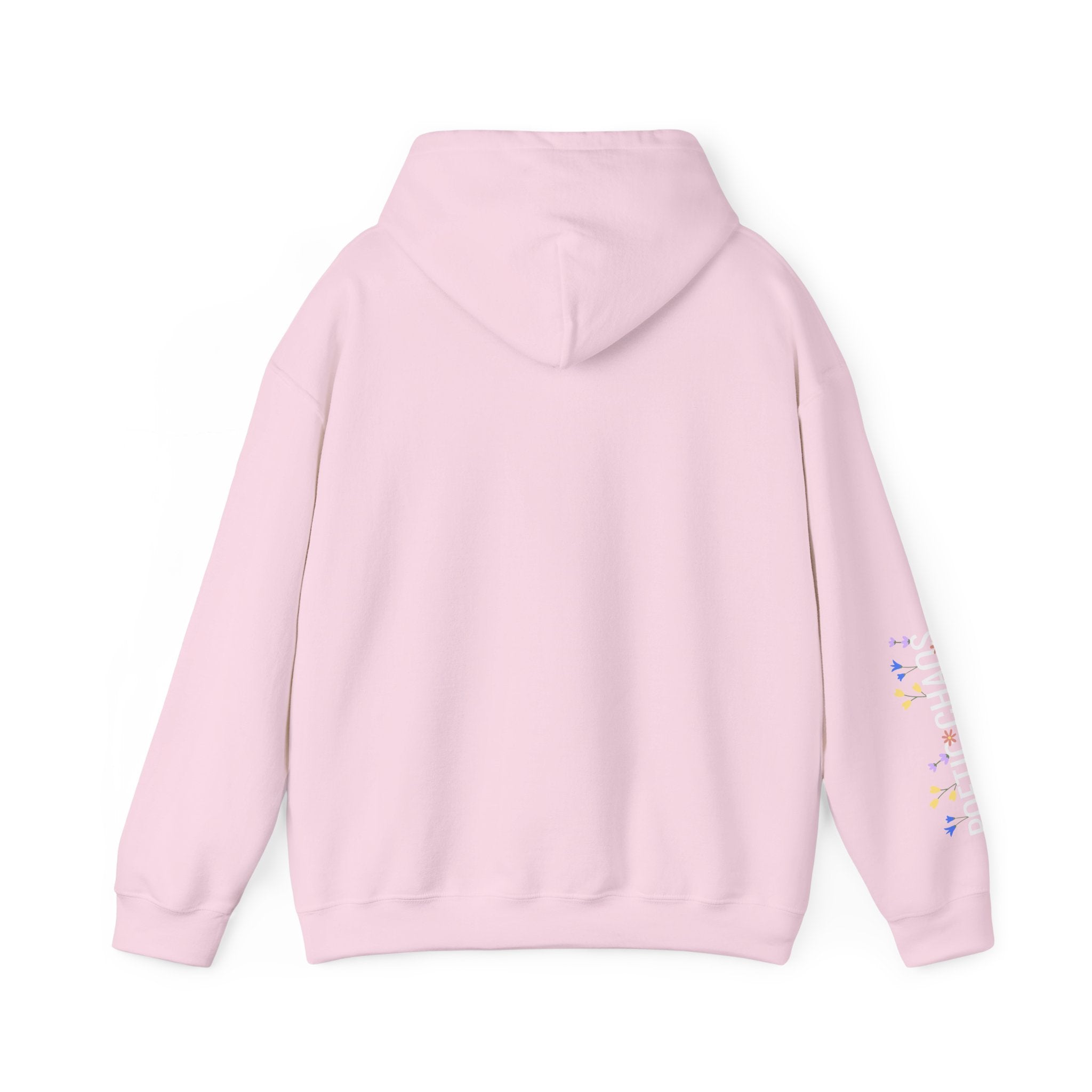 Poetic Chaos Sleeve Hoodie – Minimal white floral Logo Pullover