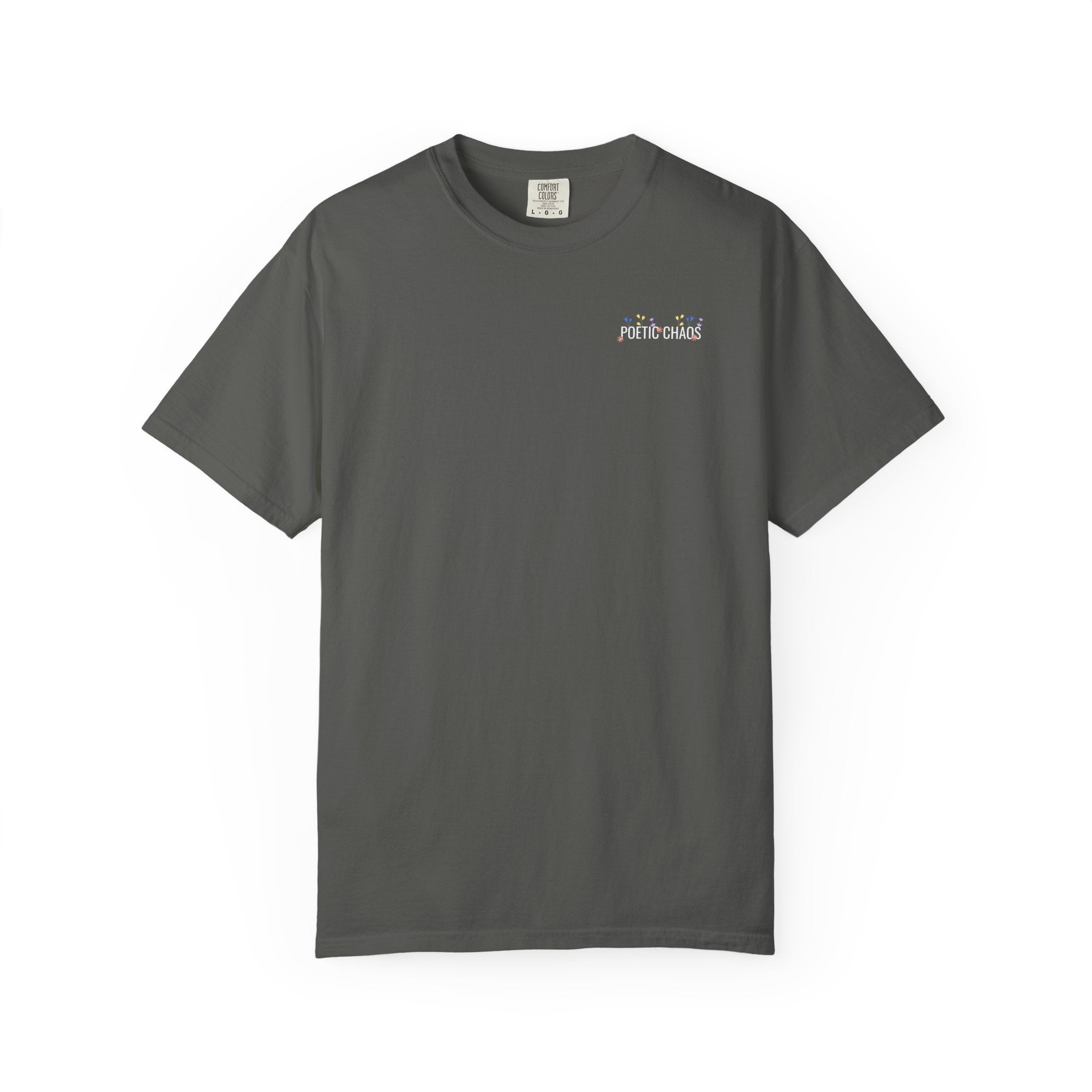 Poetic chaos minimal t-shirts floral white label
