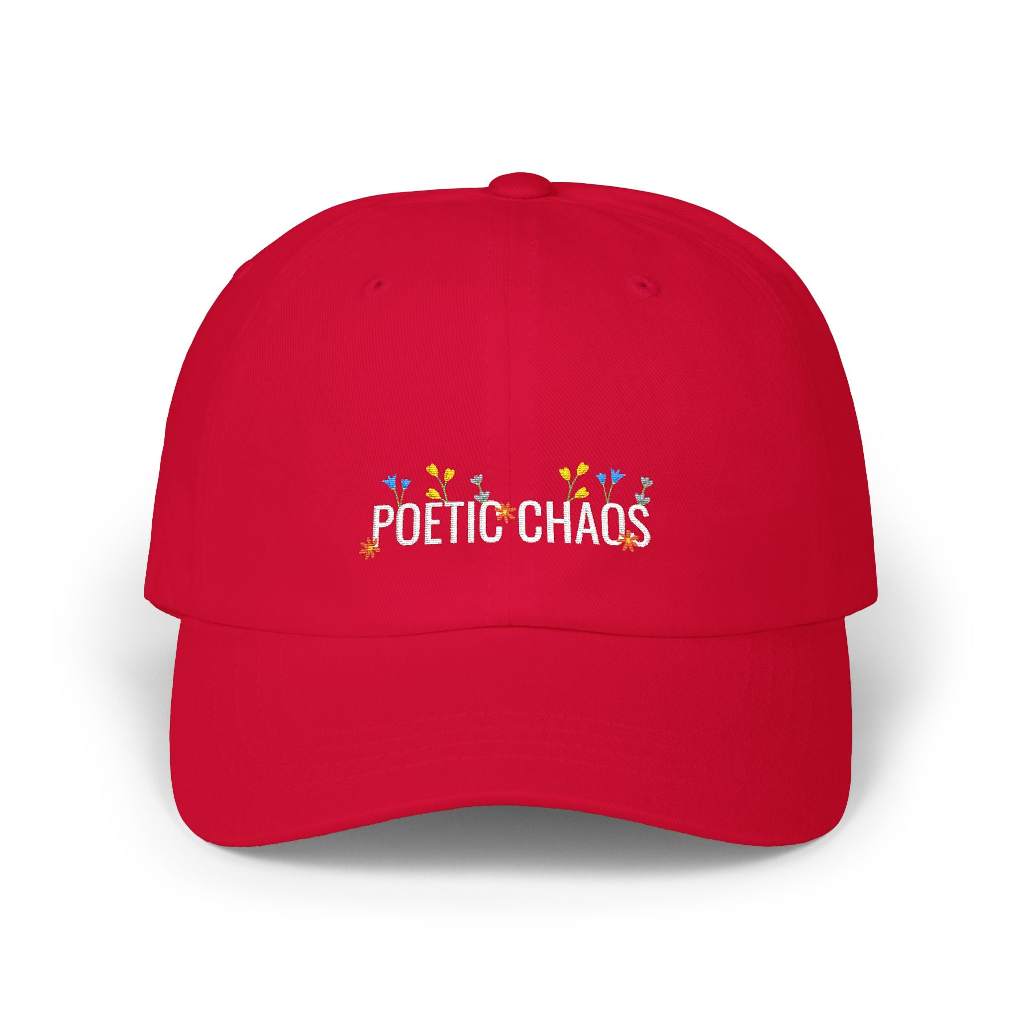 Poetic Chaos white floral logo dad cap-embroided