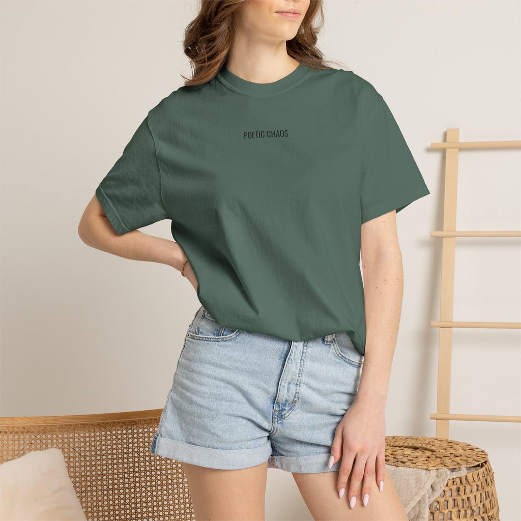 Poetic Chaos T-Shirt — Minimal Text Graphic Tee ("Poetic Chaos")