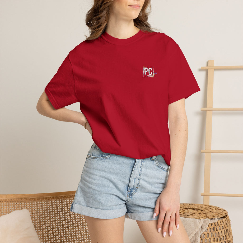 Poetic Chaos embroided white floral logo