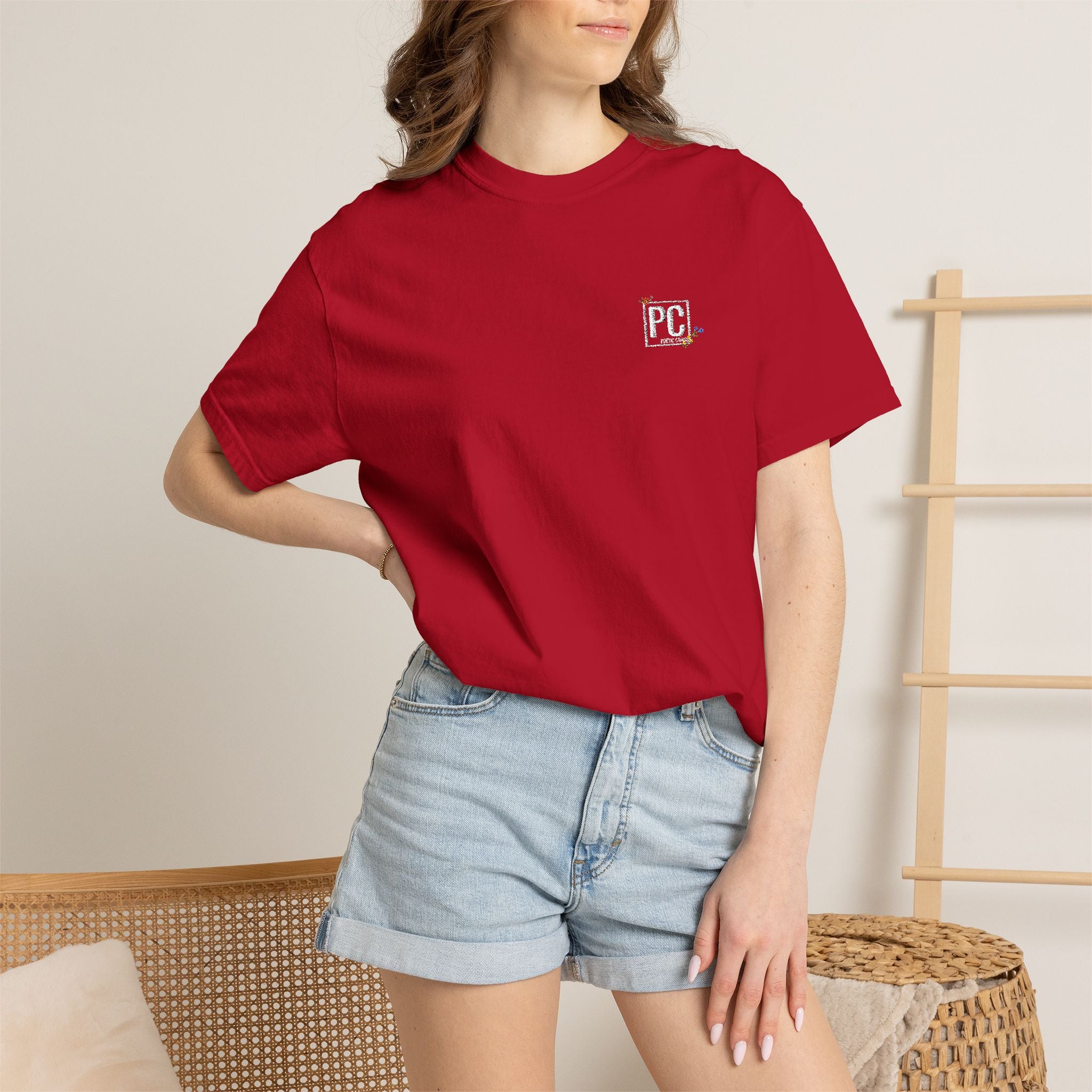 Poetic Chaos embroided white floral logo