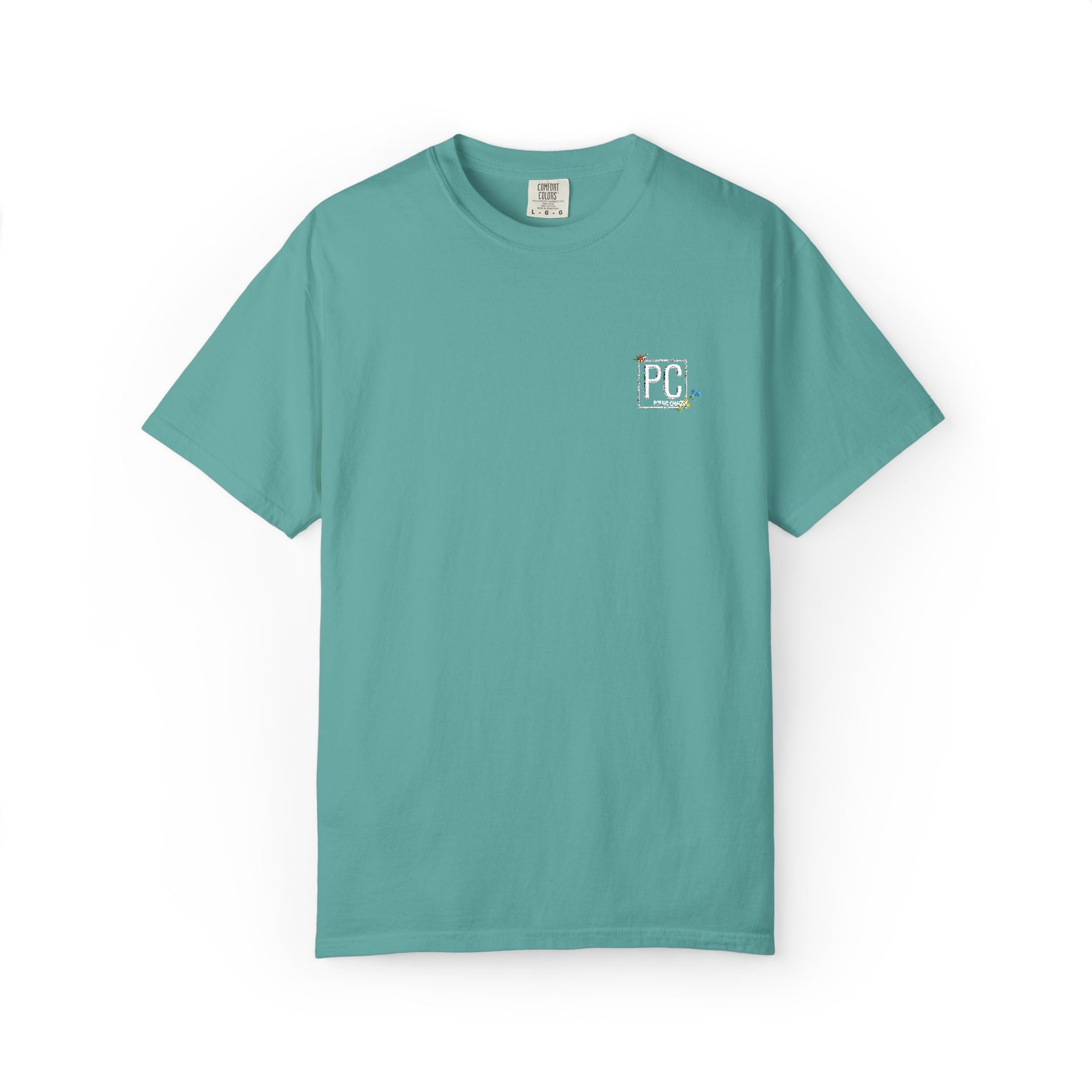 Poetic Chaos embroided white floral logo