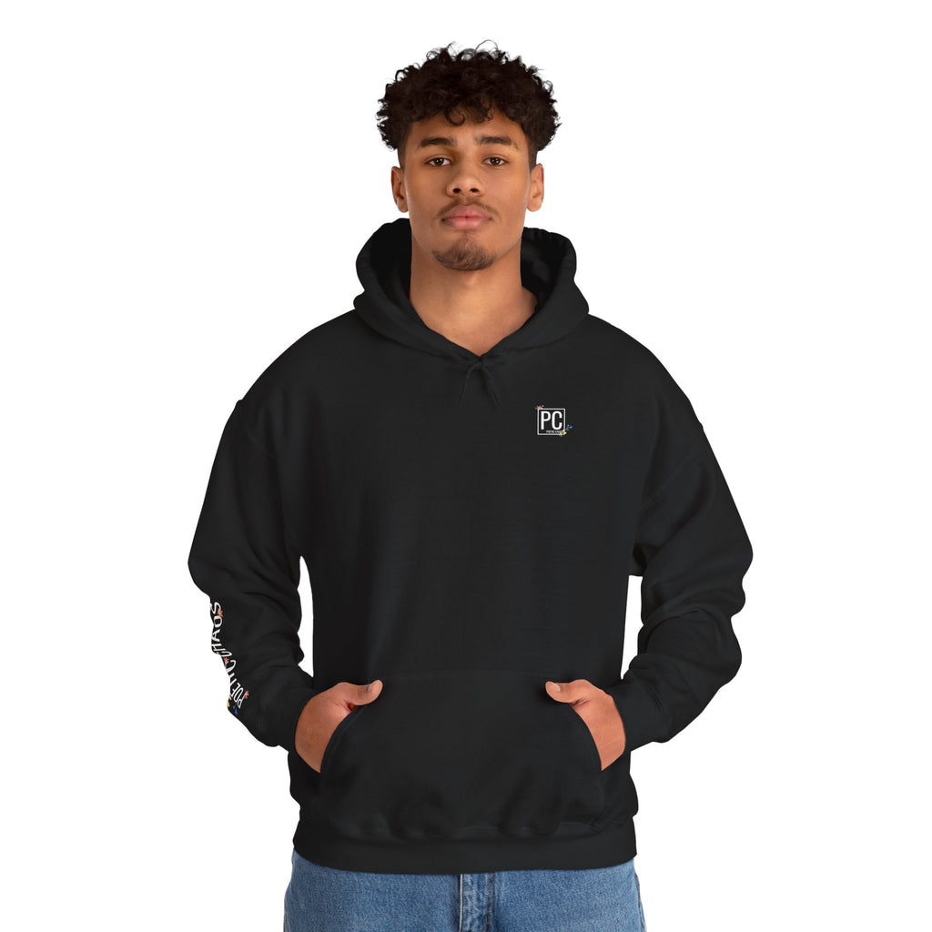 Poetic Chaos Sleeve Hoodie – Minimal white floral Logo Pullover