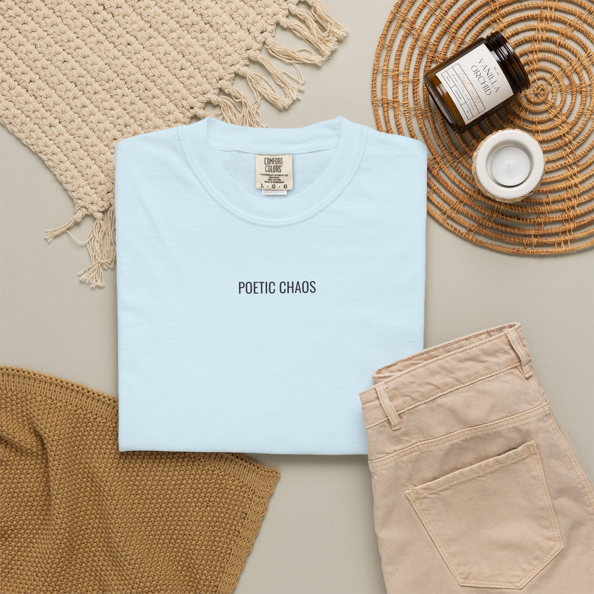 Poetic Chaos T-Shirt — Minimal Text Graphic Tee ("Poetic Chaos")