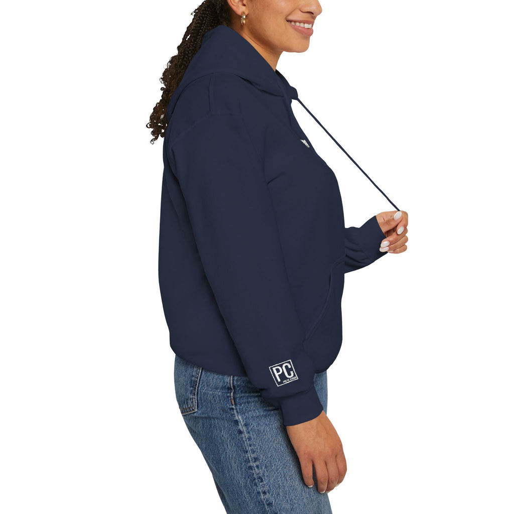 Poetic Chaos embroided white logo hoodie