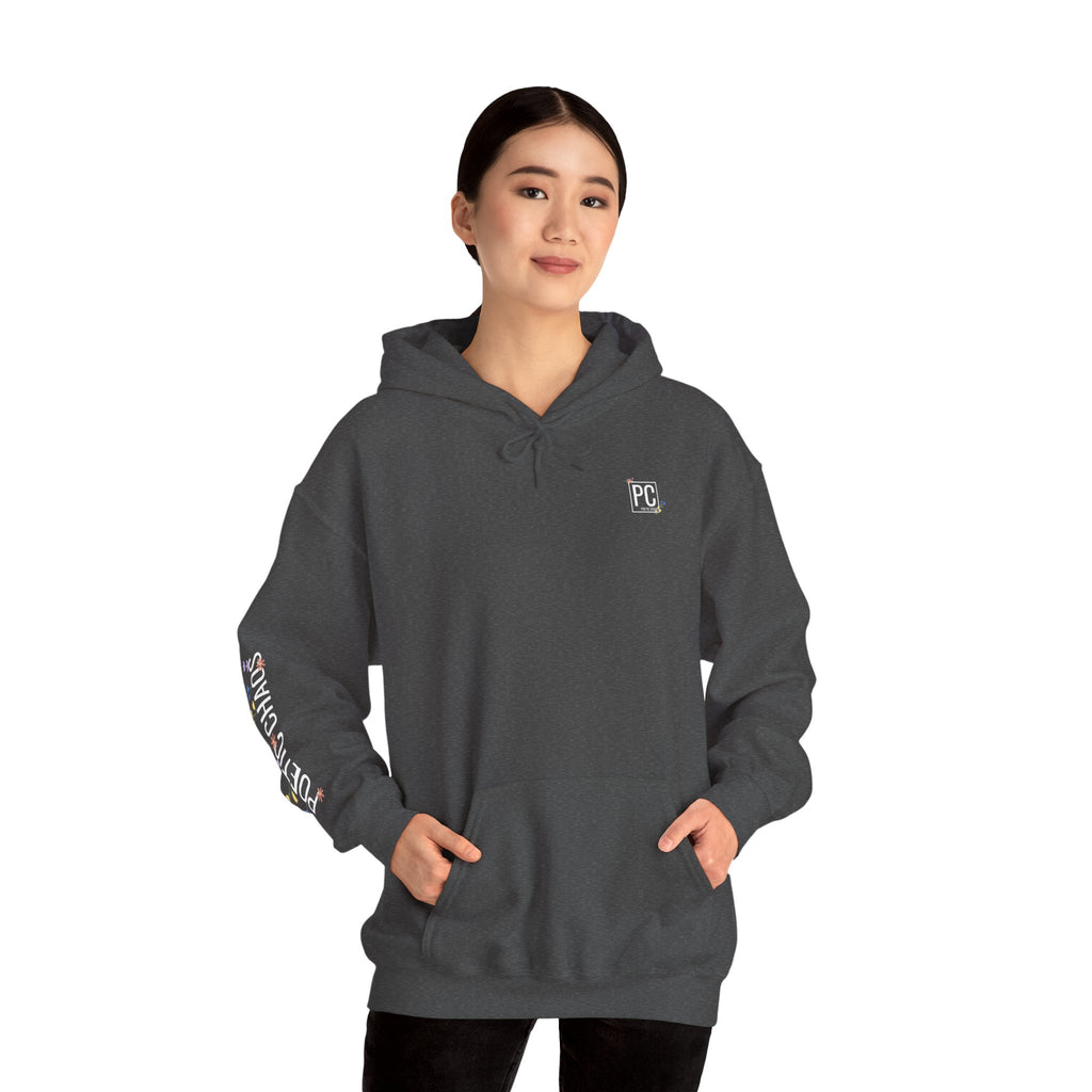 Poetic Chaos Sleeve Hoodie – Minimal white floral Logo Pullover